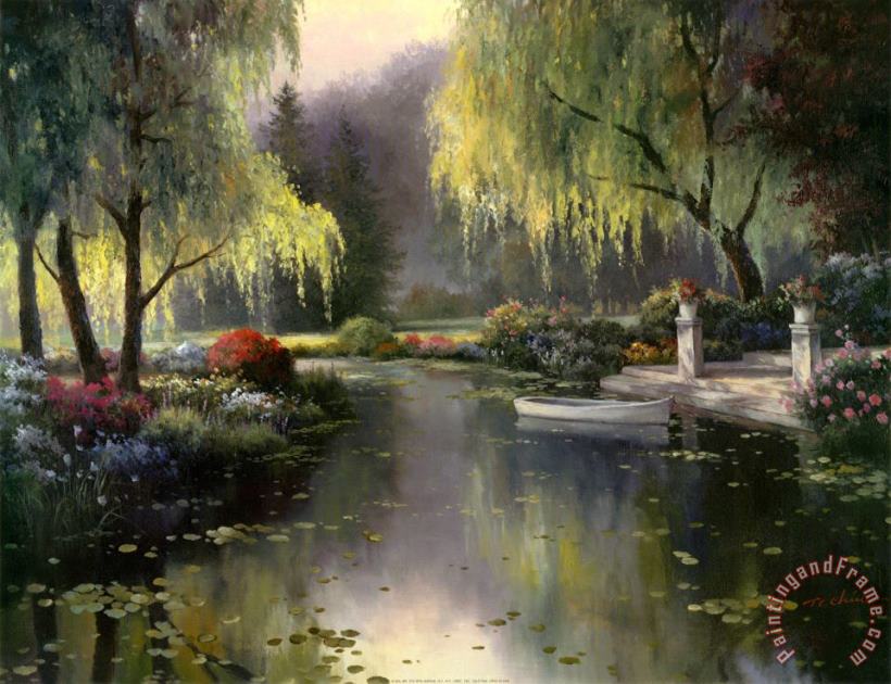 Willow Park Lake painting - T. C. Chiu Willow Park Lake Art Print