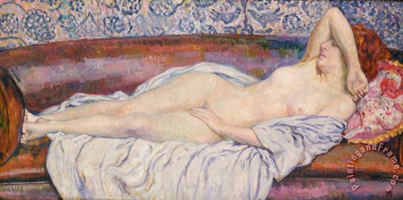 Theo van Rysselberghe Reclining Nude Art Painting