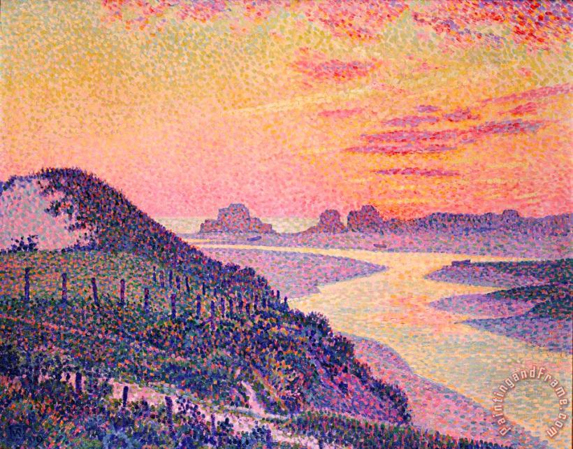 Theo van Rysselberghe Sunset at Ambleteuse Pas-de-Calais Art Painting