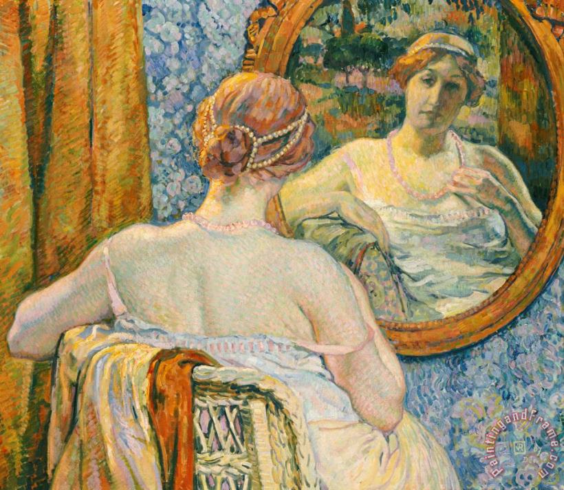 Woman in a Mirror painting - Theo van Rysselberghe Woman in a Mirror Art Print
