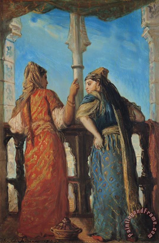 Theodore Chasseriau Jewish Women at the Balcony in Algiers Art Print