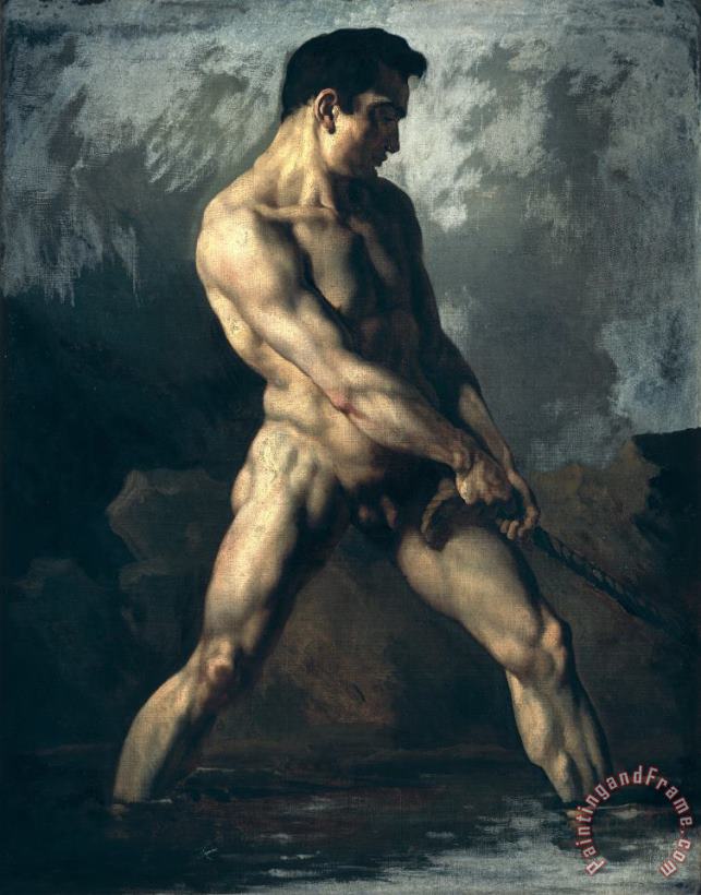 Study of a Male Nude painting - Theodore Gericault Study of a Male Nude Art Print
