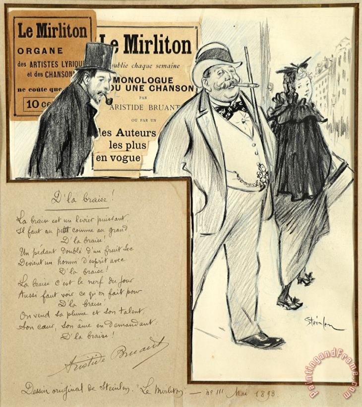 Theophile Alexandre Steinlen Study for The Cover of The Journal Le Mirliton (the Kazoo) Art Painting