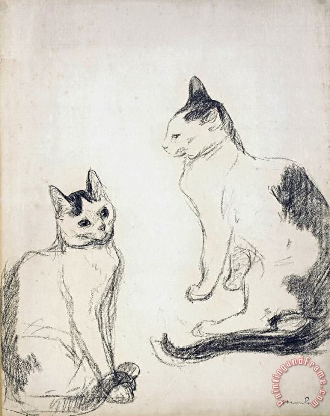 The Two Cats painting - Theophile Alexandre Steinlen The Two Cats Art Print