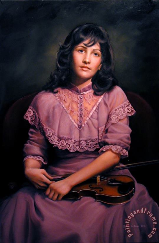 Kathleen with a Violin painting - Thomas Baker Kathleen with a Violin Art Print