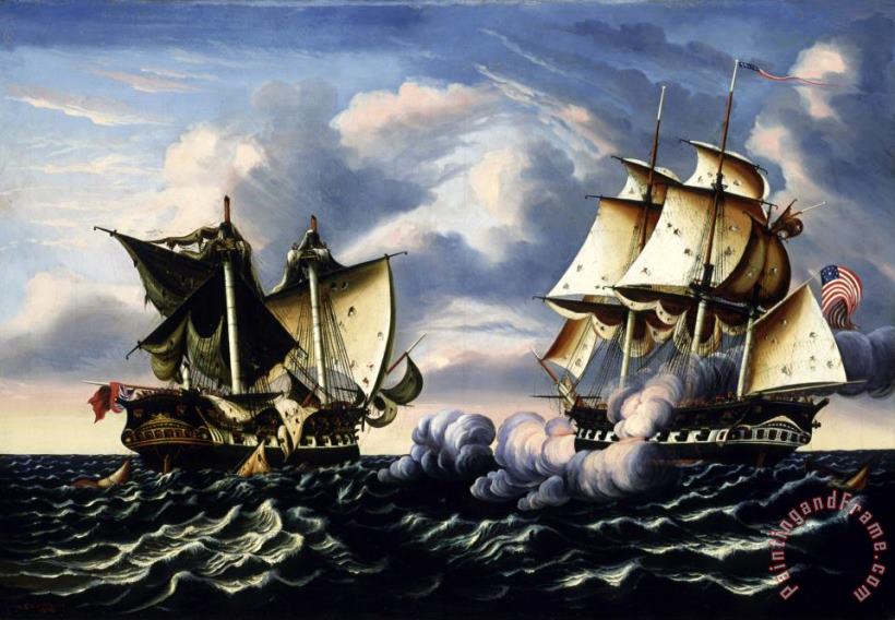 Capture of H.b.m. Frigate Macedonian by U.s. Frigate United States, October 25, 1812 painting - Thomas Chambers Capture of H.b.m. Frigate Macedonian by U.s. Frigate United States, October 25, 1812 Art Print