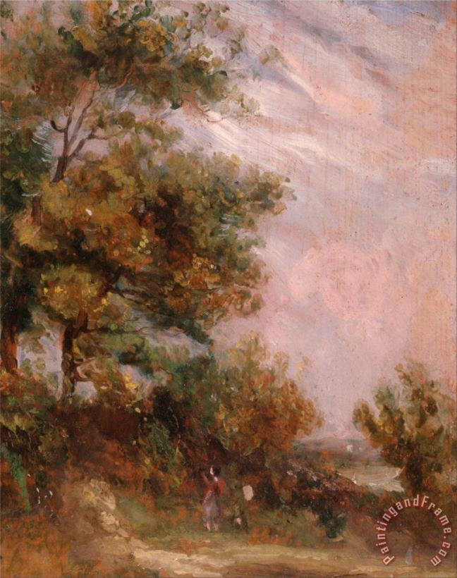 Thomas Churchyard Landscape with Trees And a Figure (recto) Art Painting