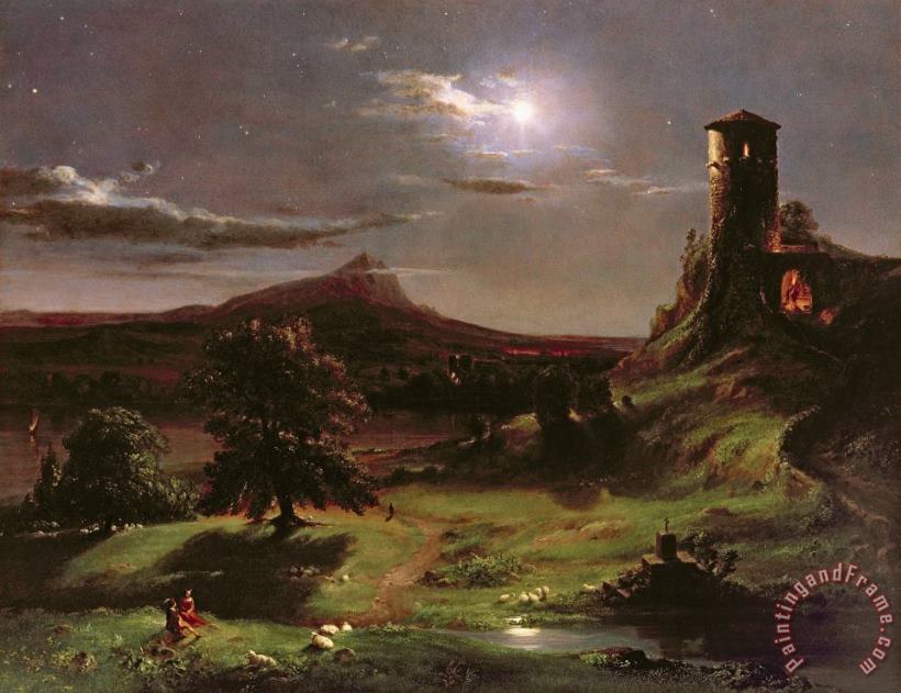 Thomas Cole Landscape - Moonlight Art Painting
