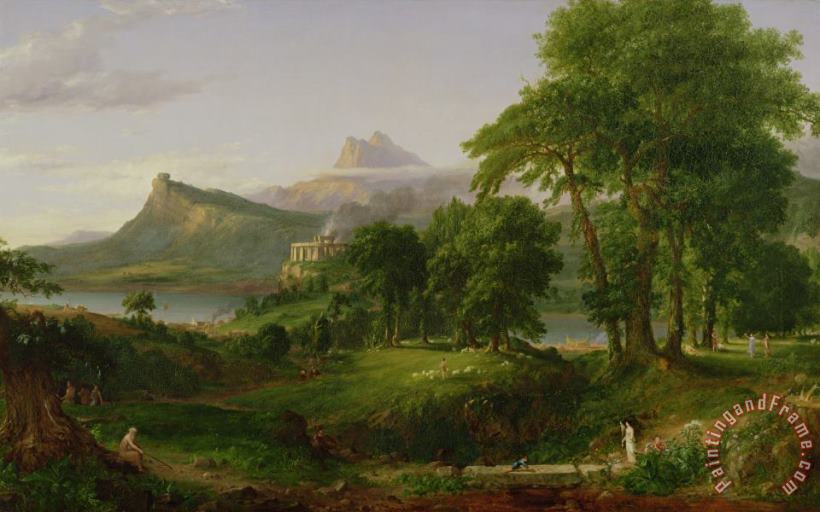 Thomas Cole The Course Of Empire The Arcadian Or Pastoral State Art Print