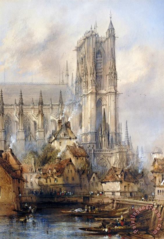 Amiens Cathedral painting - Thomas Colman Dibdin Amiens Cathedral Art Print