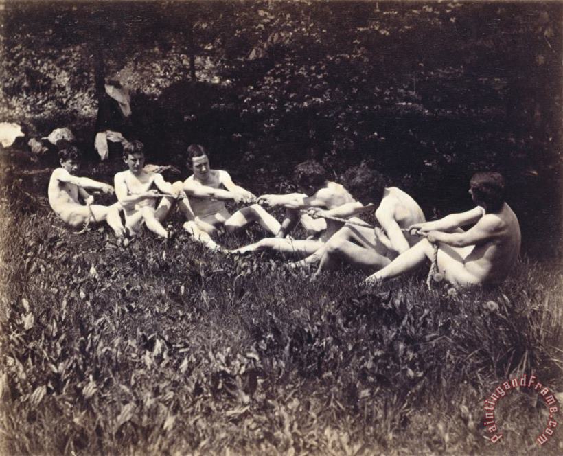 Thomas Cowperthwait Eakins Males nudes in a seated tug-of-war Art Print