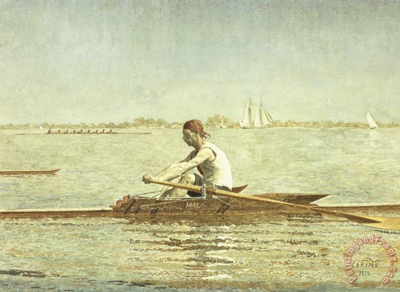 John Biglin in a Single Scull painting - Thomas Eakins John Biglin in a Single Scull Art Print