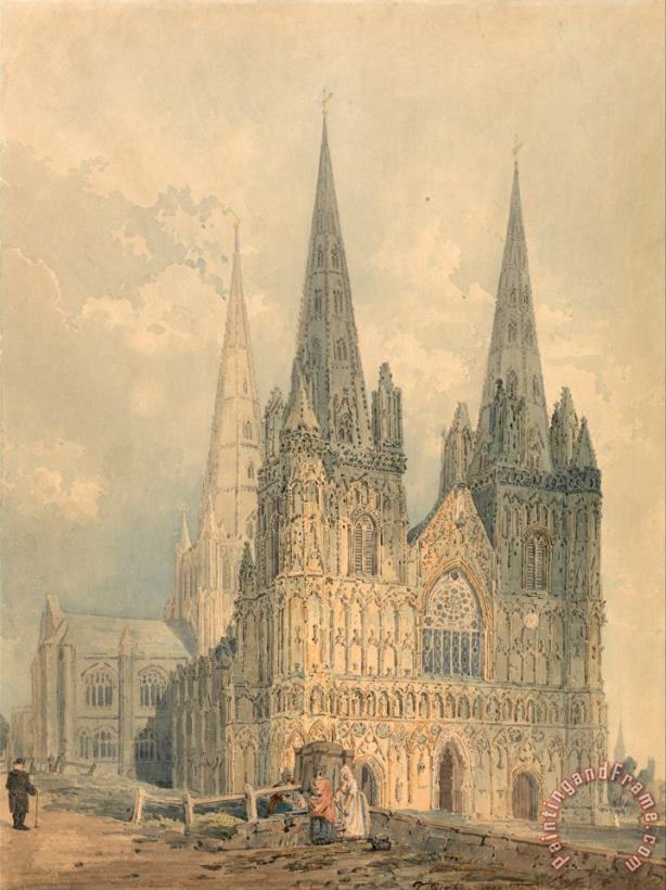Lichfield Cathedral, Staffordshire painting - Thomas Girtin Lichfield Cathedral, Staffordshire Art Print