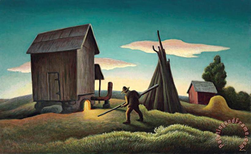 Thomas Hart Benton Night Firing of Tobacco, 1943 Art Painting