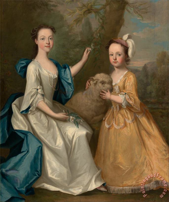 Young Women with a Lamb painting - Thomas Hudson Young Women with a Lamb Art Print