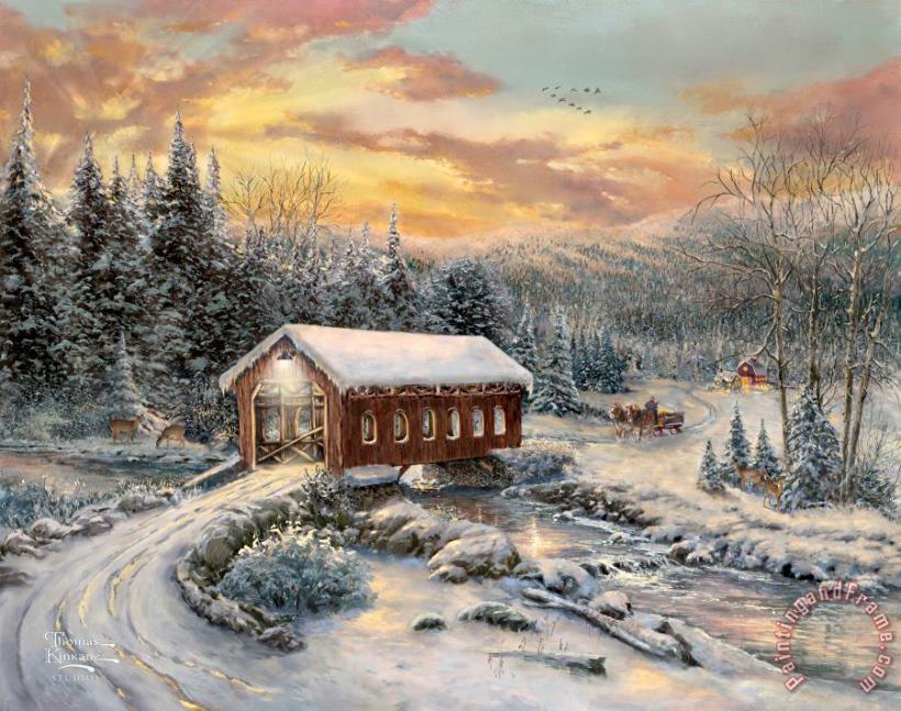 A Winter's Calm, 2011 painting - Thomas Kinkade A Winter's Calm, 2011 Art Print