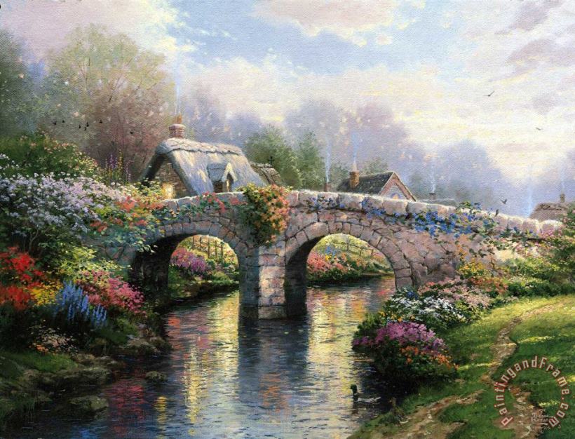 Thomas Kinkade Blossom Bridge Art Painting