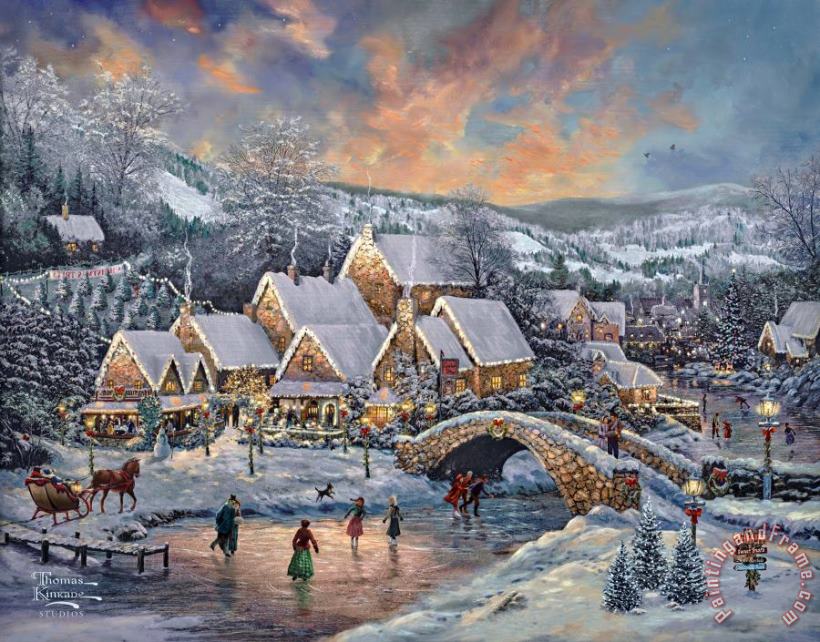 Christmas at Lamplight Village painting - Thomas Kinkade Christmas at Lamplight Village Art Print