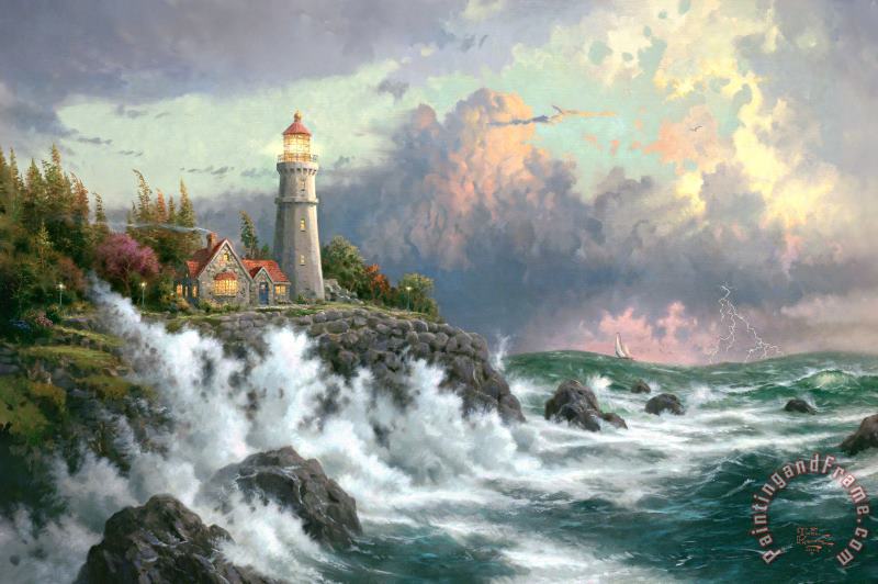 Conquering The Storms painting - Thomas Kinkade Conquering The Storms Art Print