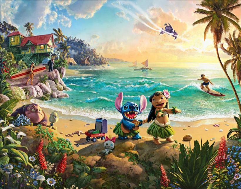 Disney Lilo And Stitch painting - Thomas Kinkade Disney Lilo And Stitch Art Print