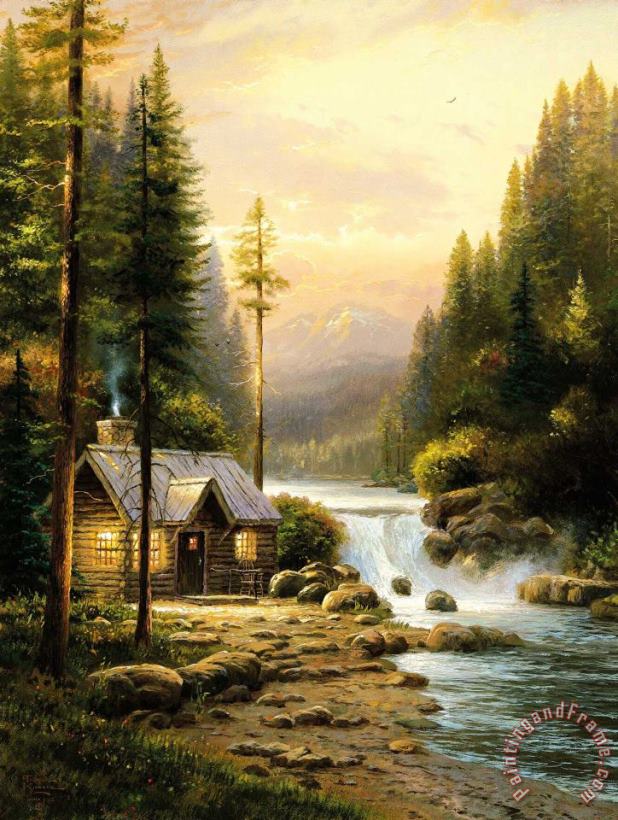 Evening in The Forest painting - Thomas Kinkade Evening in The Forest Art Print Evening in The Forest painting - Thomas Kinkade Evening in The Forest Art Print