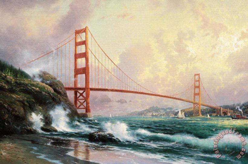 Golden Gate Bridge, San Francisco painting - Thomas Kinkade Golden Gate Bridge, San Francisco Art Print