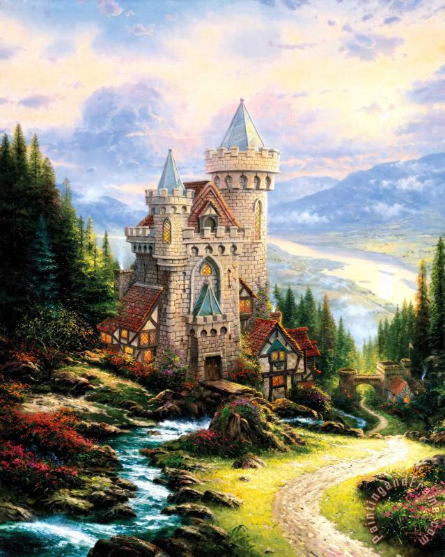 Thomas Kinkade Guardian Castle Art Painting