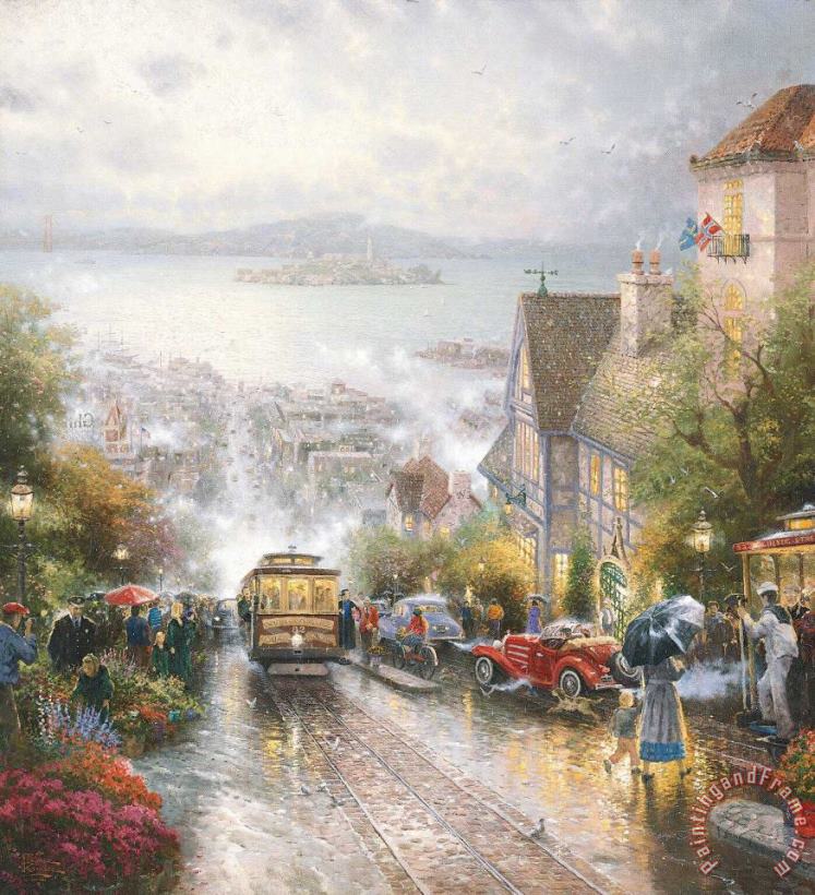 Thomas Kinkade Hyde Street And The Bay, San Francisco Art Painting
