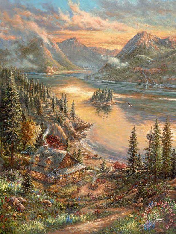 Thomas Kinkade Lakeside Splendor Art Painting