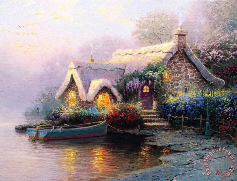 Thomas Kinkade Lochaven Cottage Art Painting