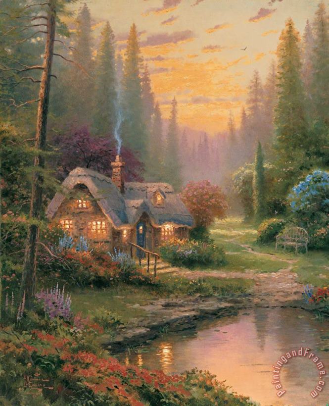 Thomas Kinkade Meadowood Cottage Art Painting