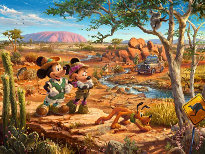Thomas Kinkade Mickey And Minnie in The Outback Art Painting