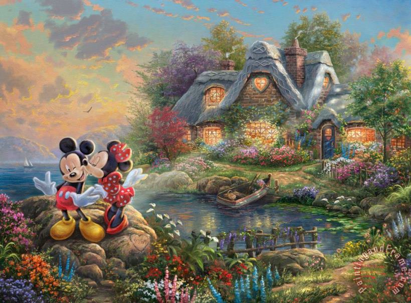 Mickey & Minnie painting - Thomas Kinkade Mickey & Minnie Art Print