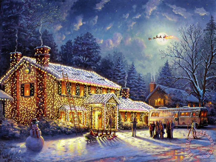 Thomas Kinkade National Lampoon's Christmas Vacation Art Painting