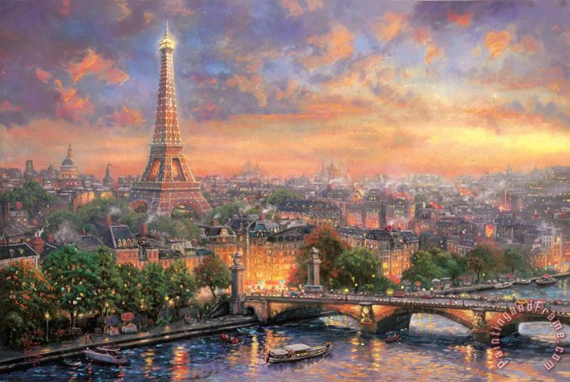 Thomas Kinkade Paris, City of Love Art Painting