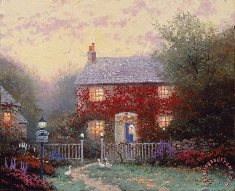 Thomas Kinkade Pye Corner Cottage Art Painting