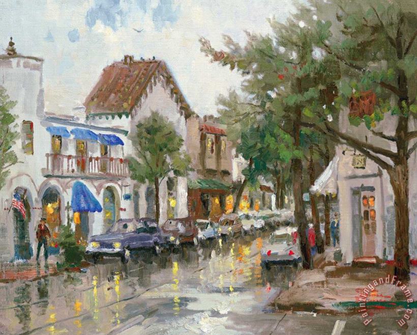 Thomas Kinkade Rainy Day in Carmel Art Painting
