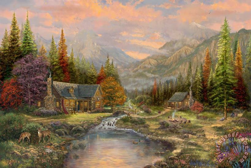 Sierra Paradise painting - Thomas Kinkade Sierra Paradise Art Print