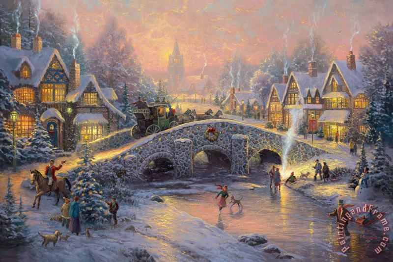 Thomas Kinkade Spirit of Christmas Art Painting