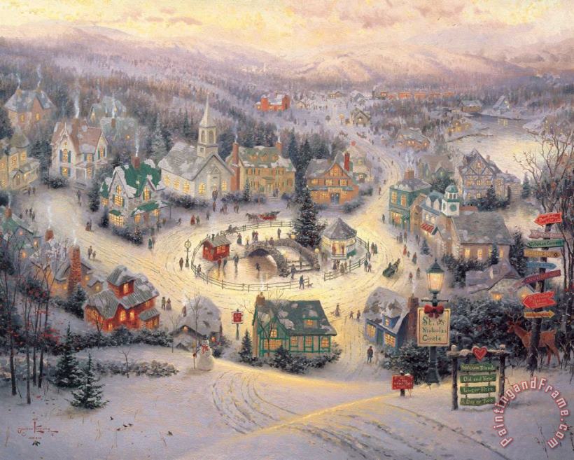Thomas Kinkade St. Nicholas Circle Art Painting