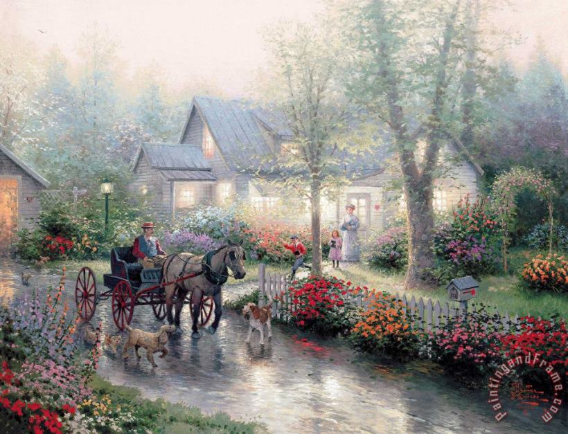 Sunday Outing painting - Thomas Kinkade Sunday Outing Art Print