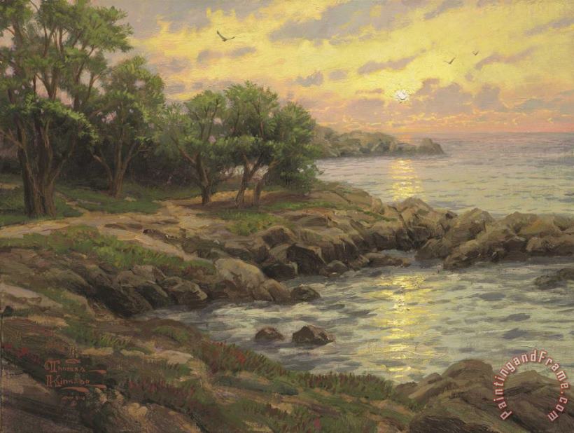 Thomas Kinkade Sunset on Monterey Bay Art Painting