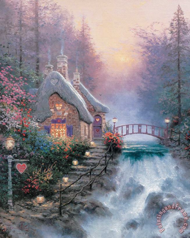 Sweetheart Cottage Ii painting - Thomas Kinkade Sweetheart Cottage Ii Art Print