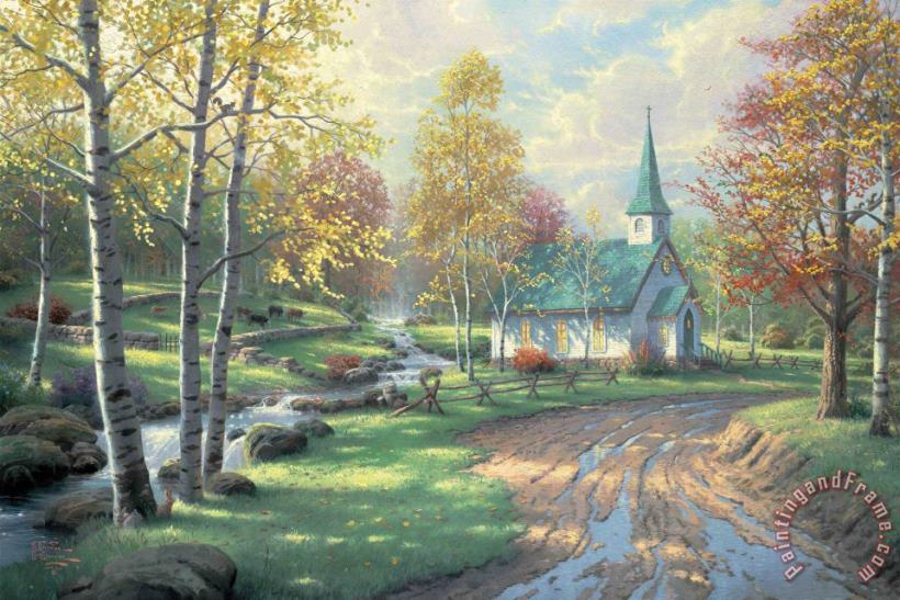 The Aspen Chapel painting - Thomas Kinkade The Aspen Chapel Art Print