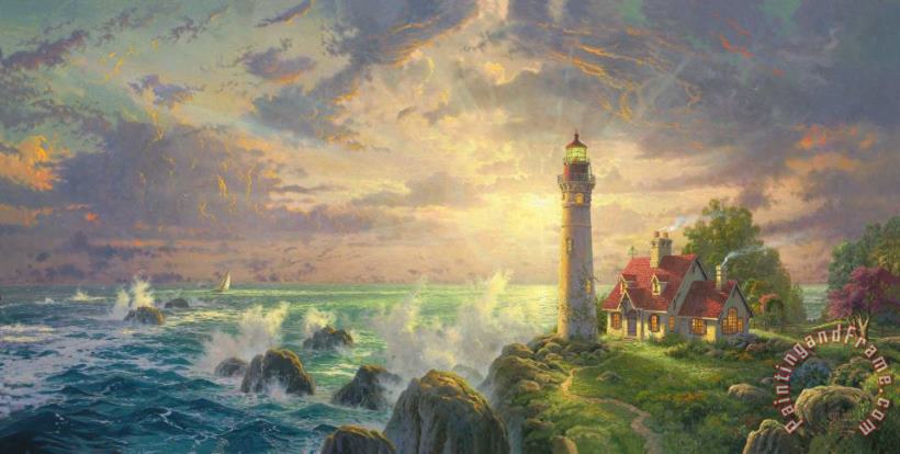 The Guiding Light painting - Thomas Kinkade The Guiding Light Art Print