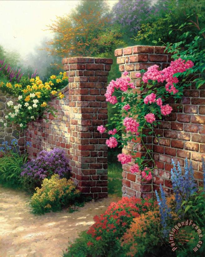 Thomas Kinkade The Rose Garden Art Painting