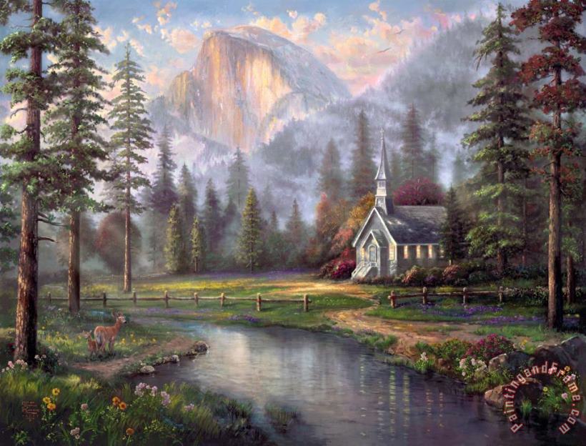 Thomas Kinkade Valley Chapel Art Painting