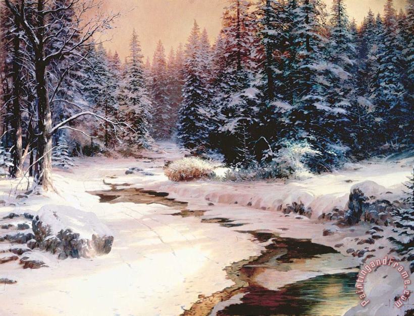 Thomas Kinkade Winter's End Art Painting