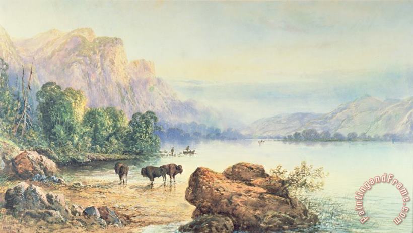 Thomas Moran Buffalo Watering Art Painting