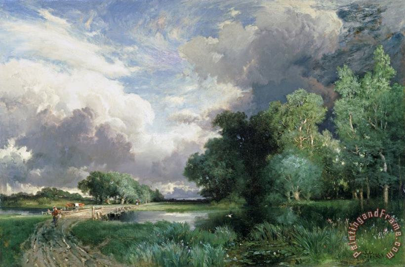 Thomas Moran Landscape with a bridge Art Painting